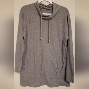 Gray Womens Waffle Knit Cowlneck Tunic Sweater